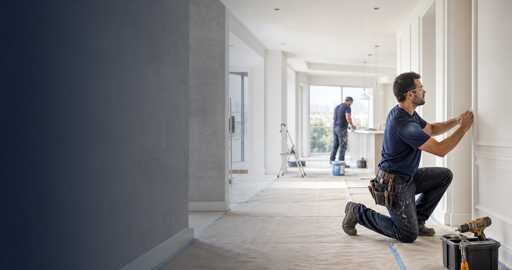 Reforma residencial com acabamento em andamento